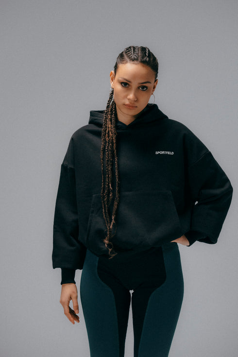 Sportfeld Midweight Boxed Hoodie - black